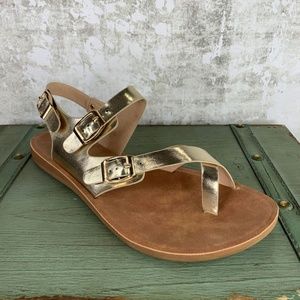 Forever Link Buckled Slingback Gold Sandals